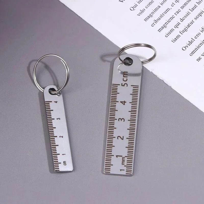 Mini Stainless Steel Ruler Keychain | 1-6cm Portable Measuring Tool Key Rings (Anti-loss Measuring Ruler)