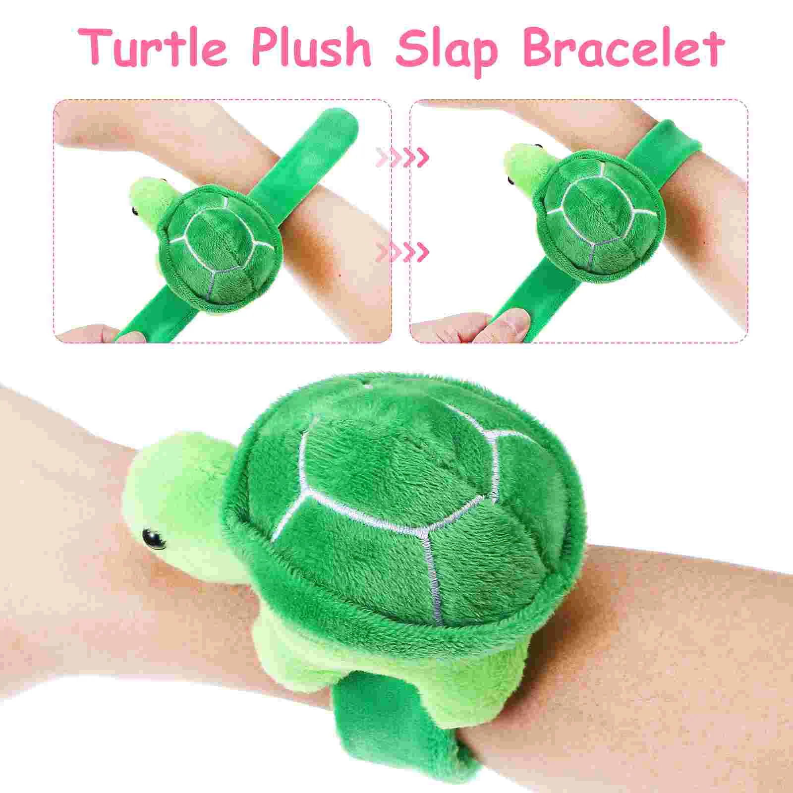 2 Pcs Turtle peluche Snap Ring Rabbit Toys cinturini da polso Slap bracciali patch Band Papa Circle Pp Cotton For Decor Lovers