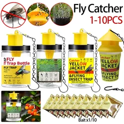 1-10pcs Fly Catcher Hanging Cages Killer Pest Control Reusable Hanging Fly Trap Flytrap Cage Net Traps Garden Hanging Flycatcher