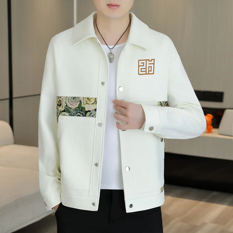 

Мужская осенняя куртка Slim Fit в корейском стиле, молодежная, с воротником, модная, универсальная, брендовая, верхняя одежда