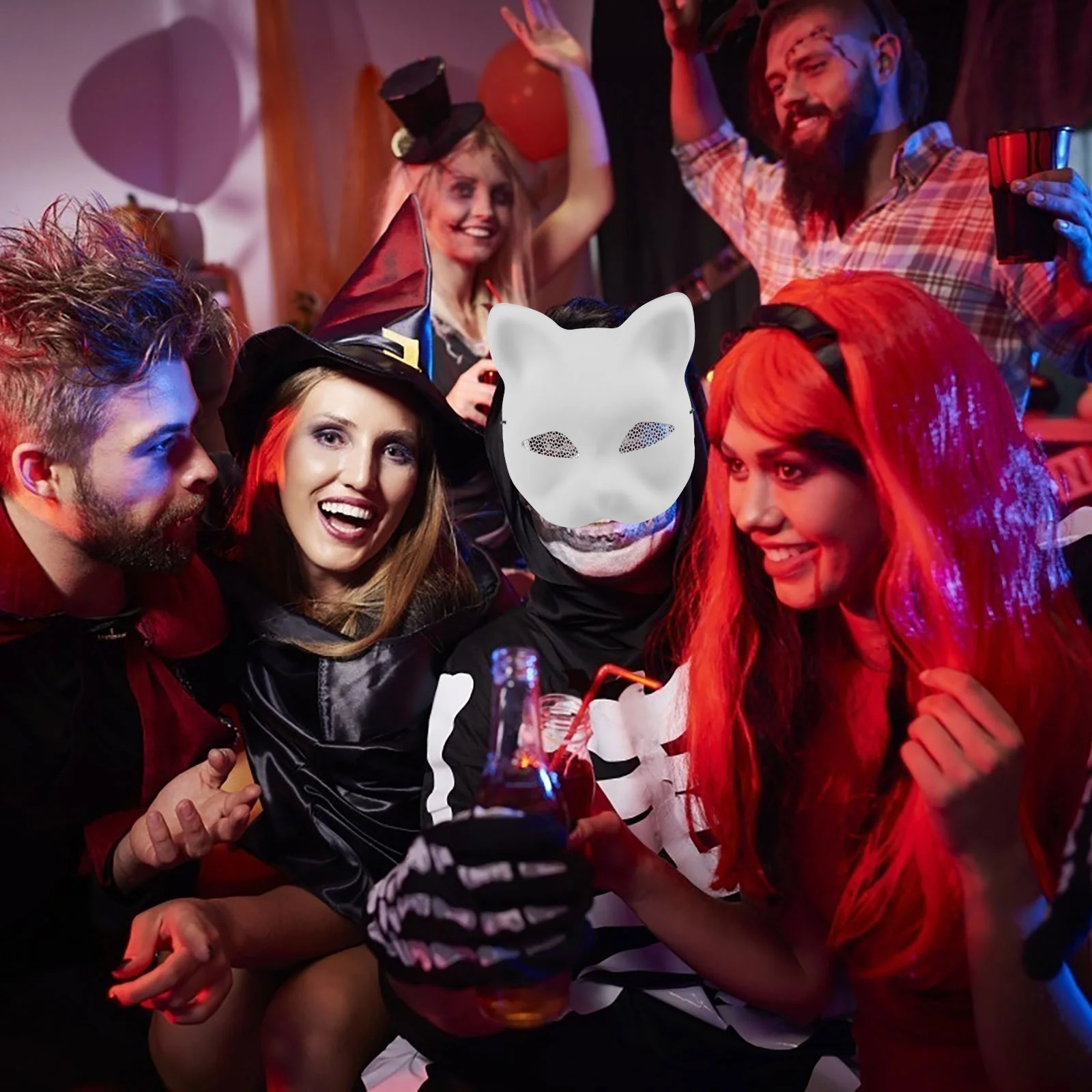 1/2/4 szt. Anime maska lisów pół twarzy maski dla kota DIY niepomalowana pusta maska festiwal Halloween rekwizyty do Cosplay