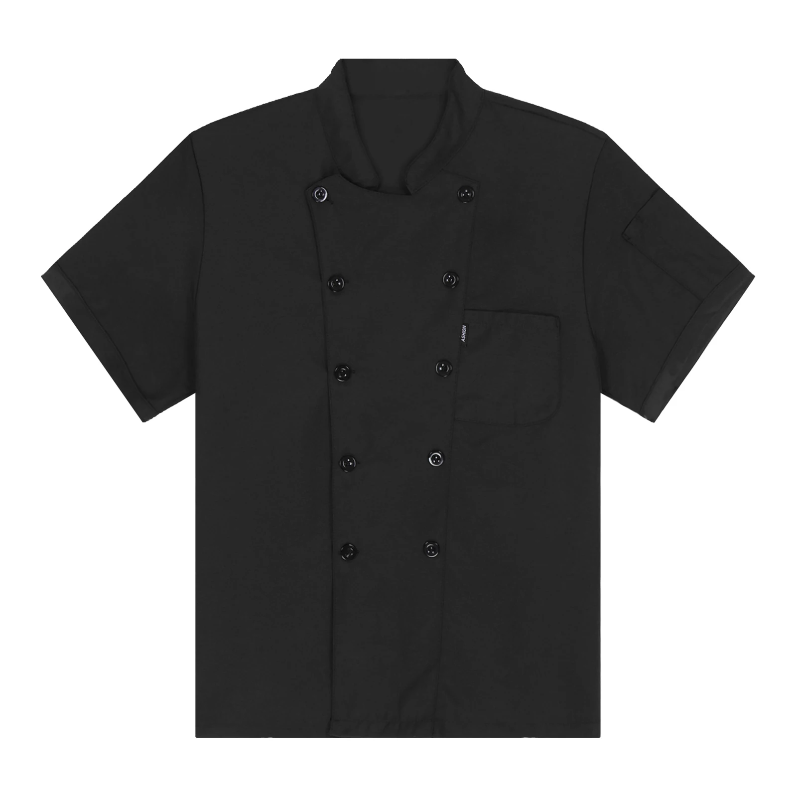 Adults Unisex Chef Shirt Women Mens Restaurant Work Shirt Uniform Stand Collar Chef Coat Canteen Hotel Cook Food Service Jacket