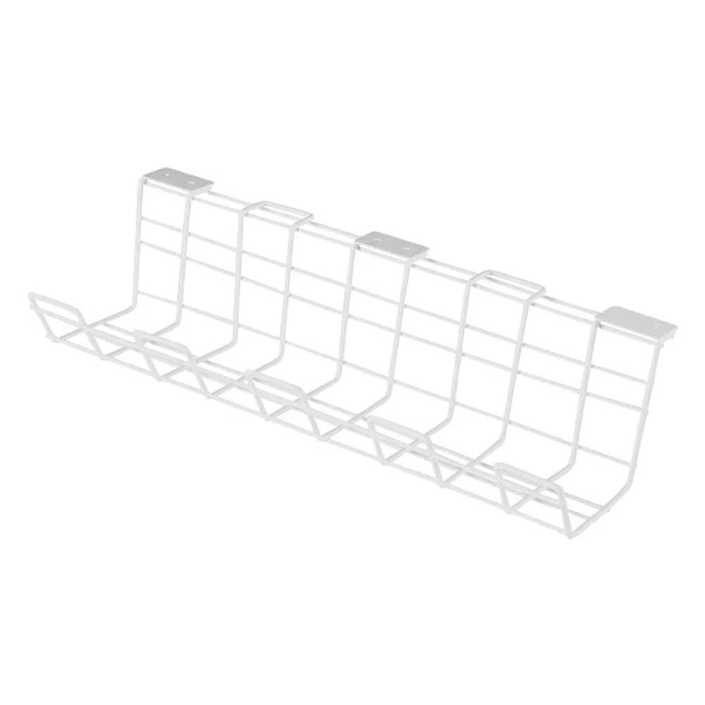 

Tabletop Organizer Storage Rack Desk Tray Under Cable Management Socket Holder White Iron Office