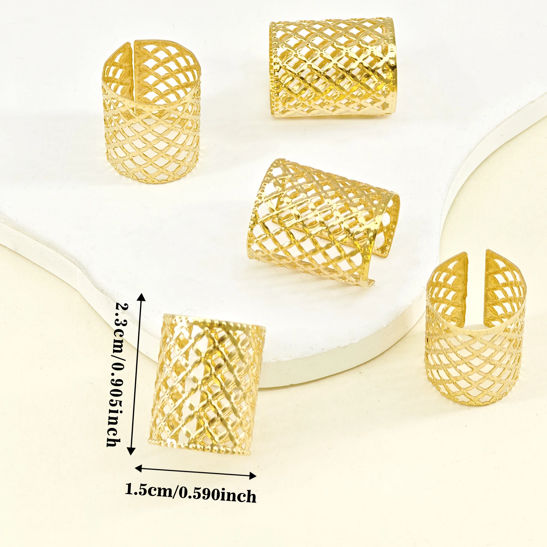 5pcs Hollow mesh Shape Hair Ring For Dreadlock Vintage Hairpin For Women Girl Hair Accessories Loc Hair Jewelry for Braids