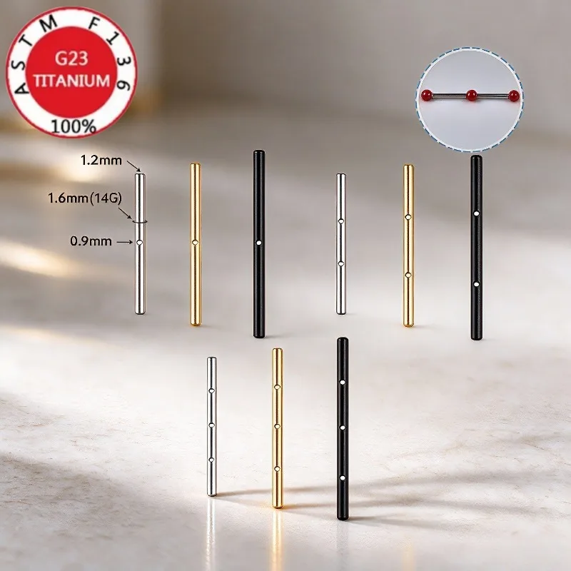1/5Pcs G23 Titanium Piercing 14G Internally Threaded Double Headed Straight Rod Ear Bridge Barbell Shaft Jewelry Accessories