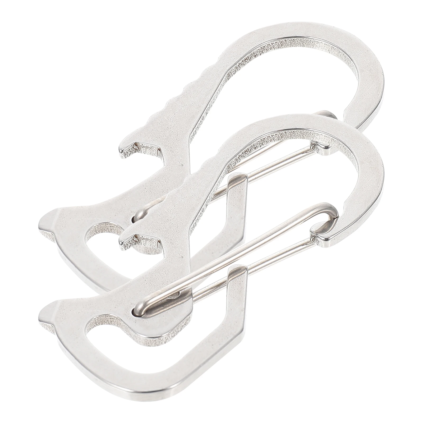 

2Pcs Bottle Opener Carabiner Keychain Stainless Steel Outdoor Hanging Clip Portable Convenient Kettle Holder Climbing Gear