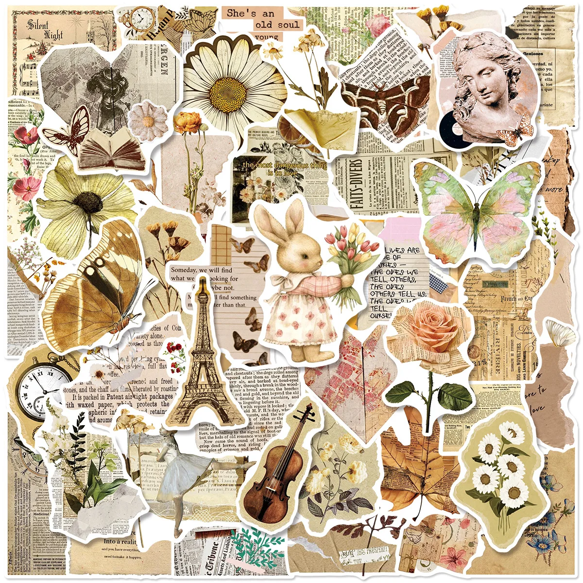 10/50PCS Adesivos de Estilo Retrô com Páginas Quebradas, Adesivos Divertidos para Livros, Jornais, Decoração de Graffiti, Brinquedos DIY, Decalques para Laptop, Guitarra e Bicicleta