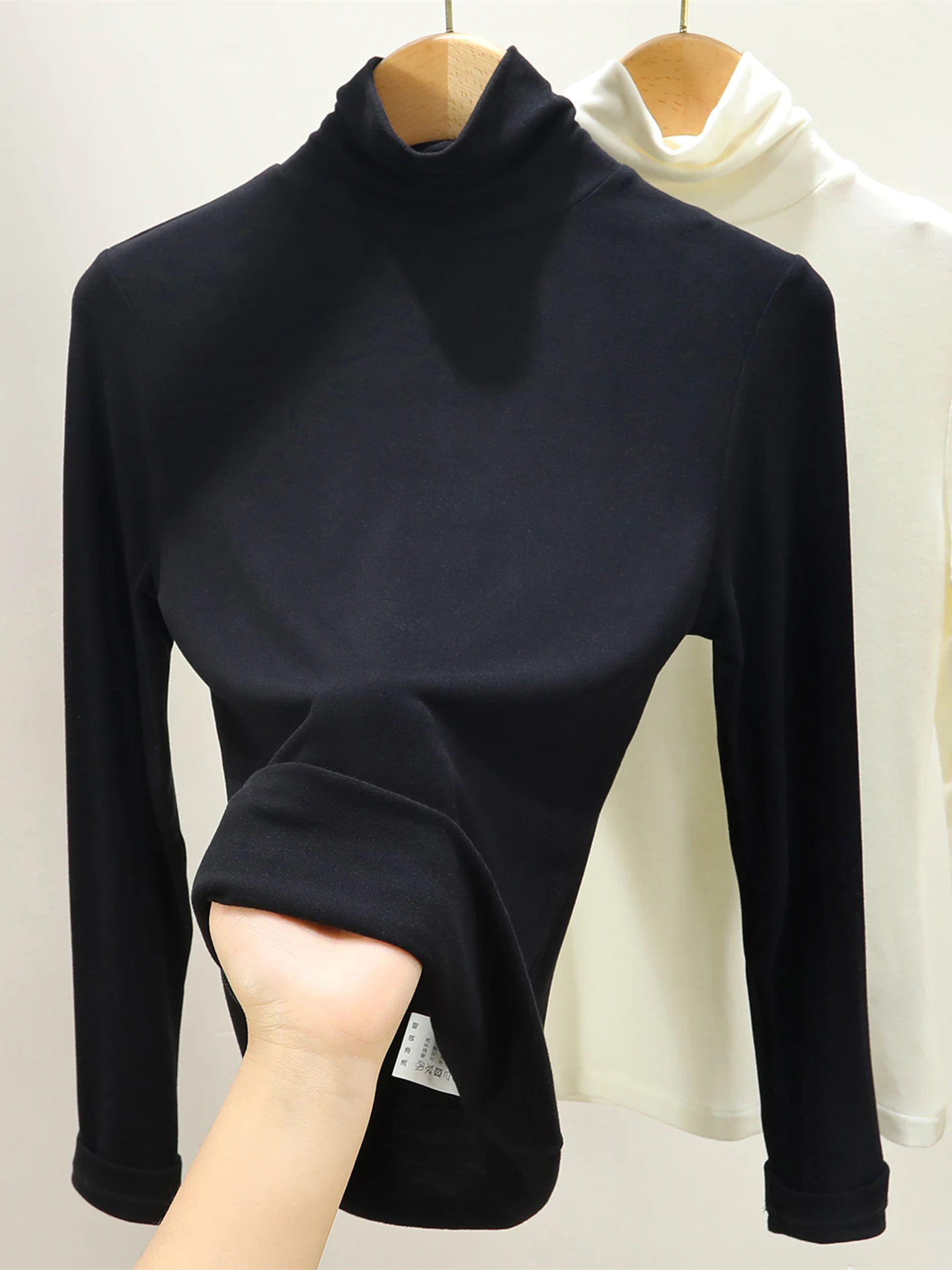 Women's Slim Fit Long Sleeve Wool Base Shirt Half High Collar mid Collar Thermal Layering Outerwear T-shirt Comfortable Soft
