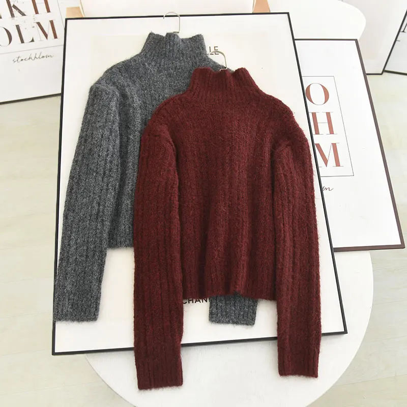 

Soft Cozy High Ne Knitted Sweater 2024 Winter Vintage Loose Fit Versatile Comfortable Slimming Sle Lazy Faion Ladies' K...