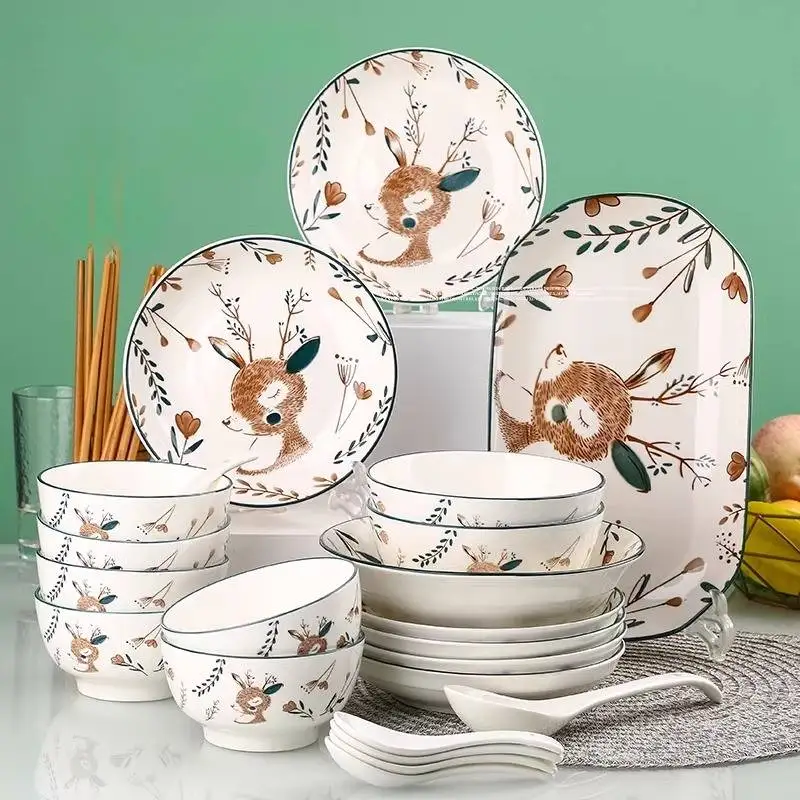 

Nordic Aesthetic Dinner Sets Friendly Modern Luxury Bowl Dishes Set Ceramic Christmas Elegant Bajilla Ceramica Dinner Set
