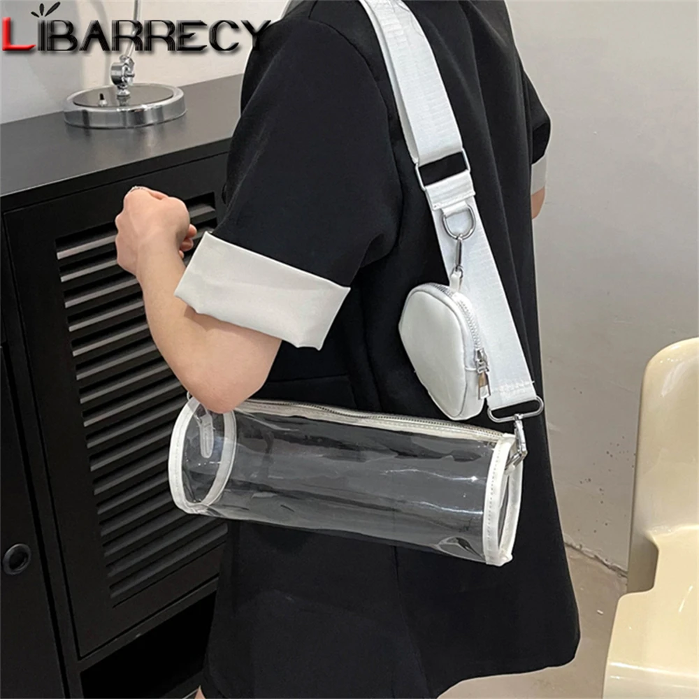 

Barrel-shaped PVC Shoulder and Crossbody Bag for Women Solid Color Casual Fashion Nylon Solid Color Ladies Student Bags Bolsos