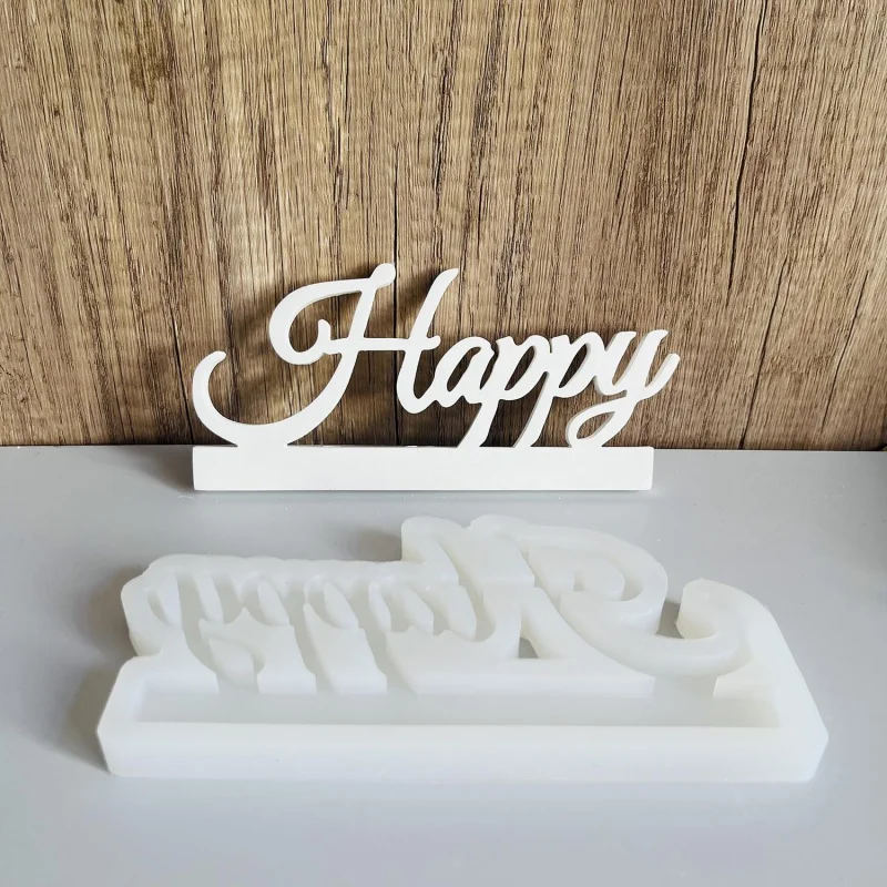 happy Letters Silicone Mold English  Plug-In  Decoration Candlestick Plaster