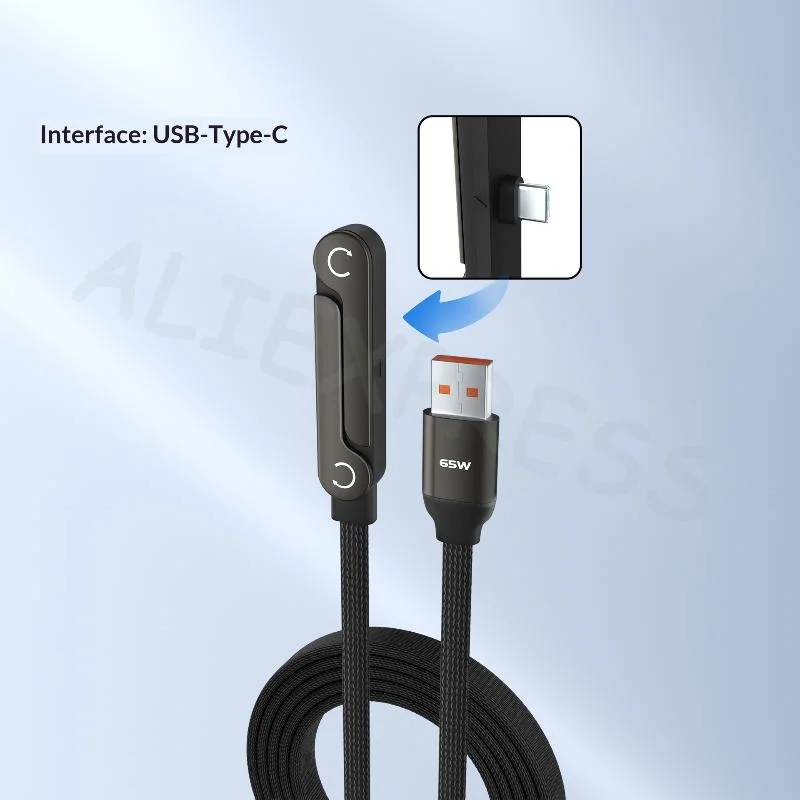 65W 2 In 1 USB To Type C Cable Type C Fast Charging Desk Holder Cord Foldable Bracket Data Cable For Phone