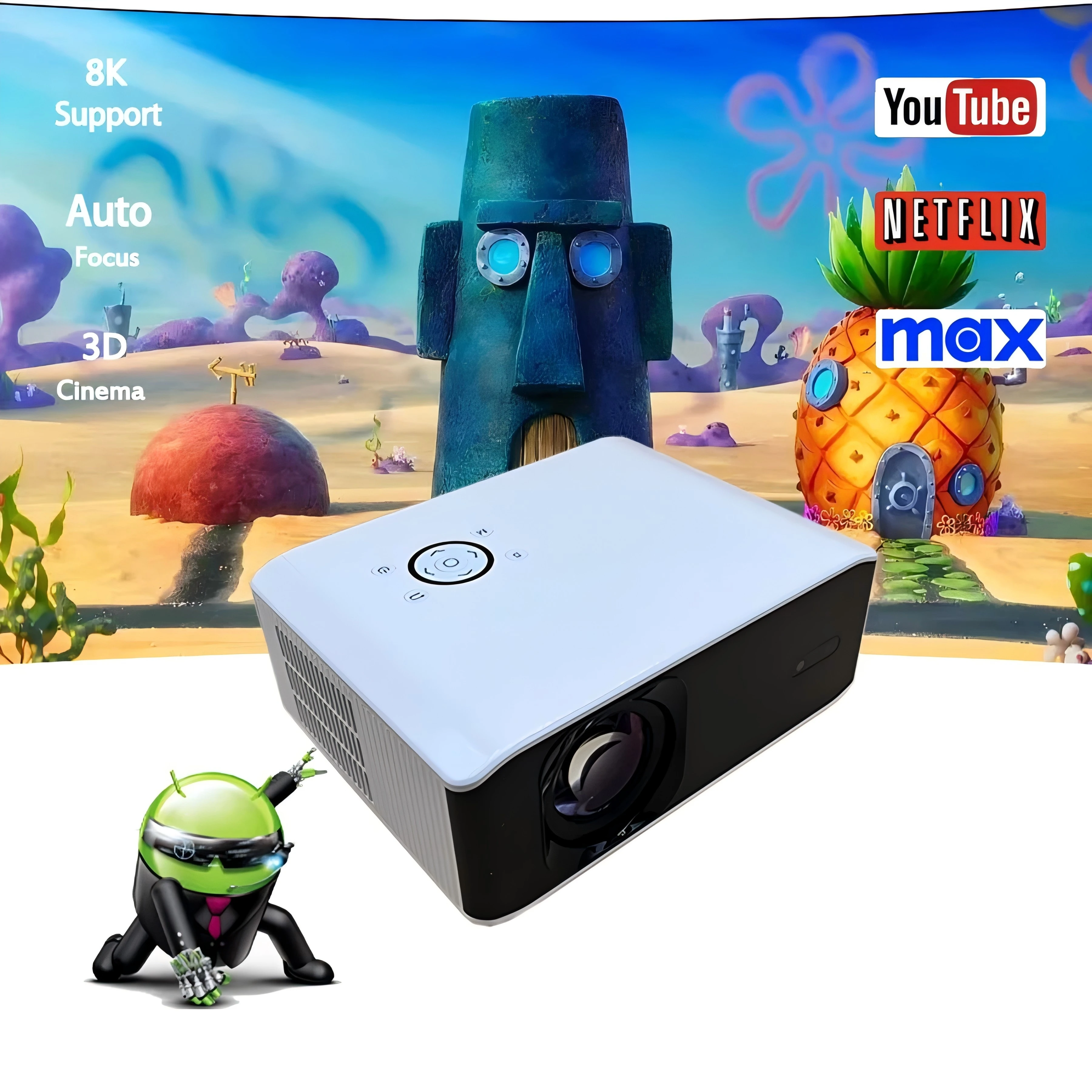 

​JETALON 4K Full HD 1080P Projector 16G Android Auto Focus Keystone Correction WiFi 6 BT5.2 Home Theater Projector