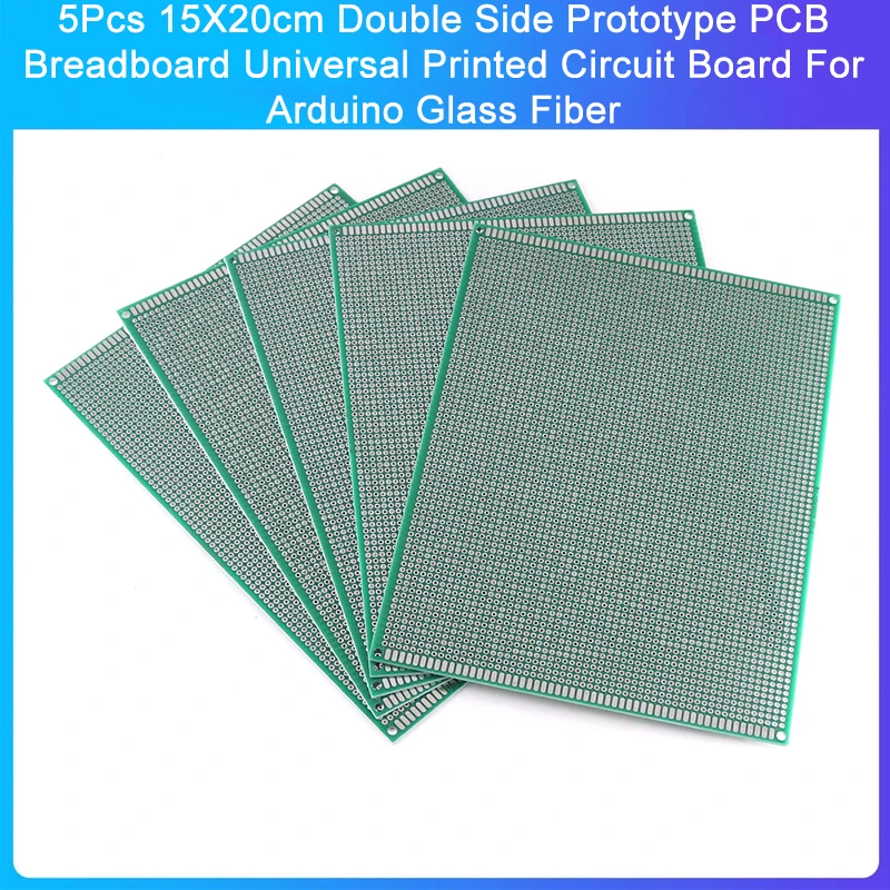 

5Pcs 15X20cm Double Side Prototype PCB Breadboard Universal Printed Circuit Board For Arduino Glass Fiber