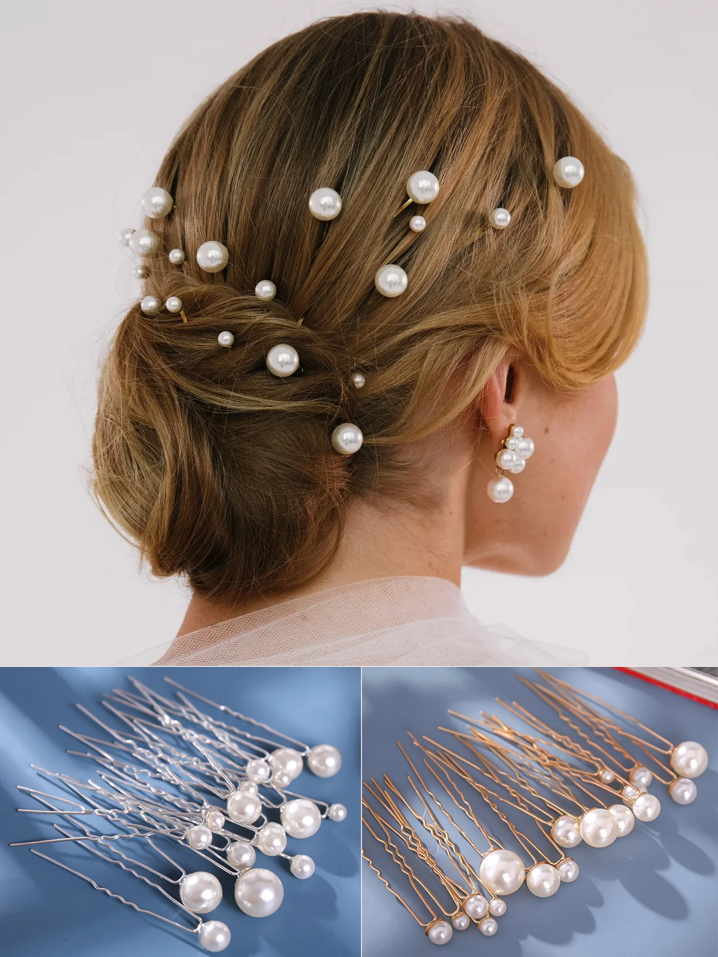 18 Pcs Sets Pearls Hair Pins Clips Women Bride Wedding Hair Accessories Gold Silver Color Headpiece Head Jewelry