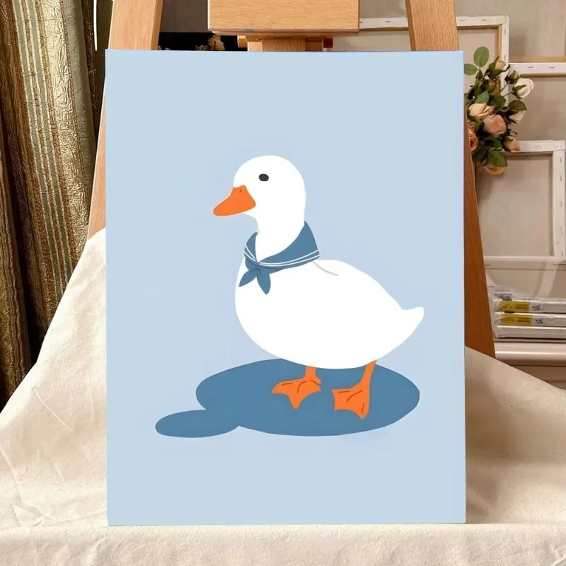1pc frameless Cute Duck Poster Self Adhesive HD PVC Wall Art - Stain Proof For Home Office