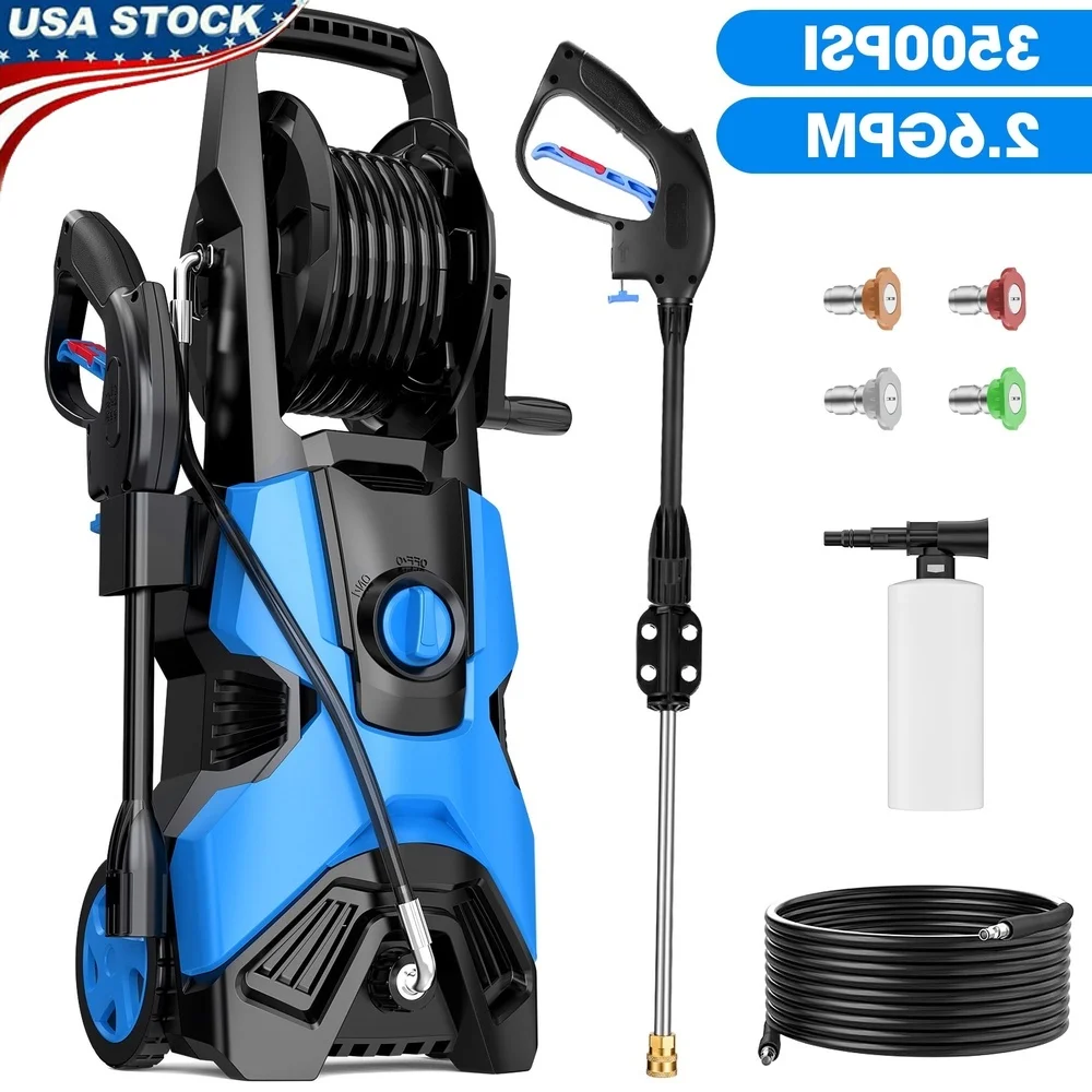 

Electric High Pressure Washer 3500 PSI 2.6 GPM 1800W with 5 Nozzles Total Stop System Home Vehicle Cleaning