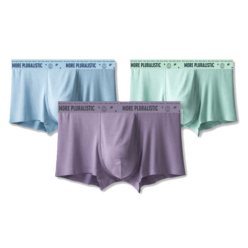 

Men's underwear, modal printed flat angle pants, breathable youth underwear3PCS
