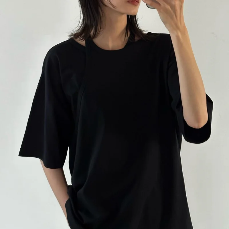 Komiyama 2024 Summer New Asymmetrical Tees Short Sleeve Y2k Tops Japan Style Loose Casual Ropa Mujer Moda Vintage T Shirt