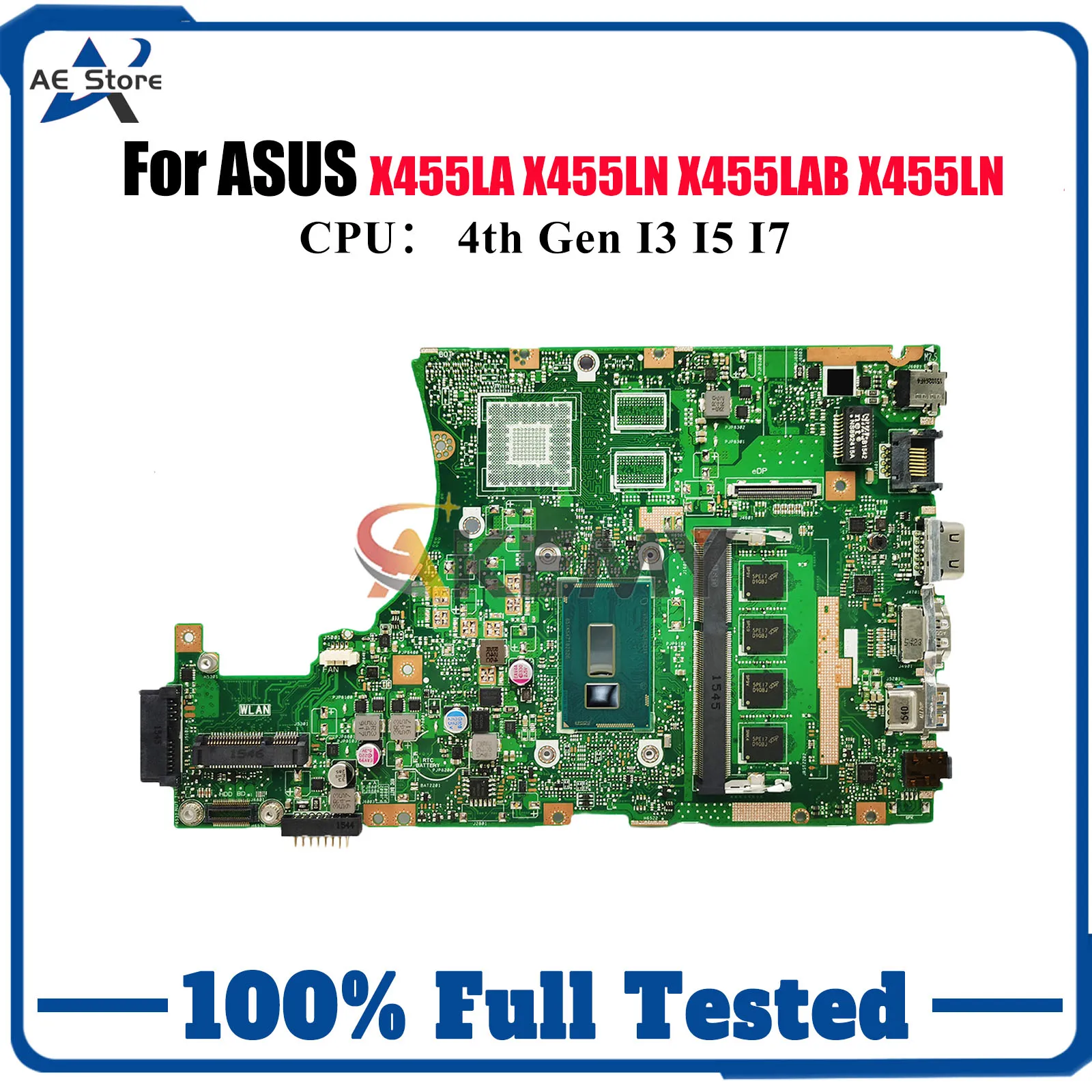 

X455LA Материнская плата для ноутбука ASUS X455LN W419L X455LAB X455LNB K455L DX882L X455L A455L W491L Материнская плата с I3 I5 I7 CPU stk