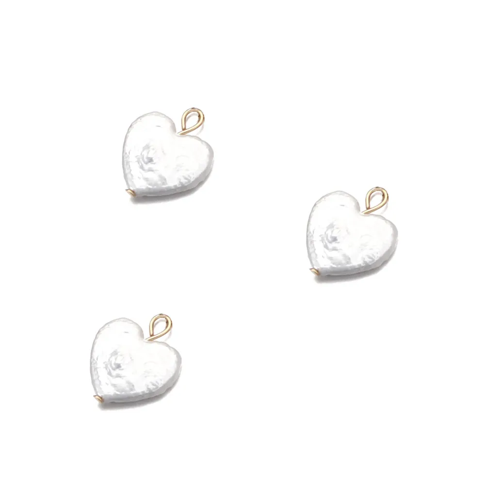 5Pcs/lot New Style Stainless Steel Freshwater Pearl Heart Charms For Jewelry DIY Making Pearl Heart Pendant Accessories
