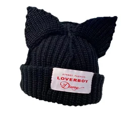 Girl Cute Bunny  Ears Funny Hat  Cat Ear Hat Cute  Knit loverboy Warm Beanie Hat