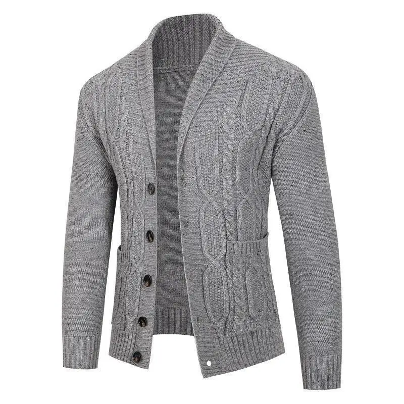 Men's Sweater Cardigan American Solid Color Single-breasted Knit Sweater