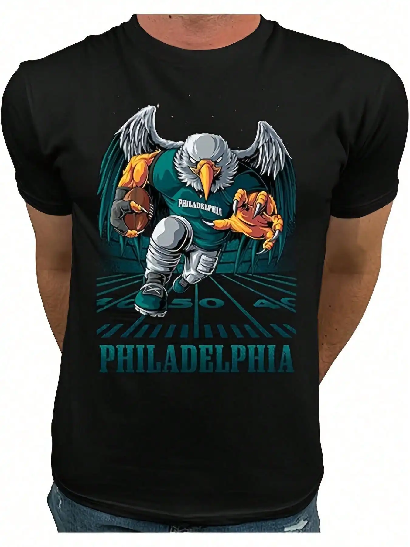 

Philadelphia Rushing Football Men's Graphic T-Shirt Design Casual Athletic Streetwear