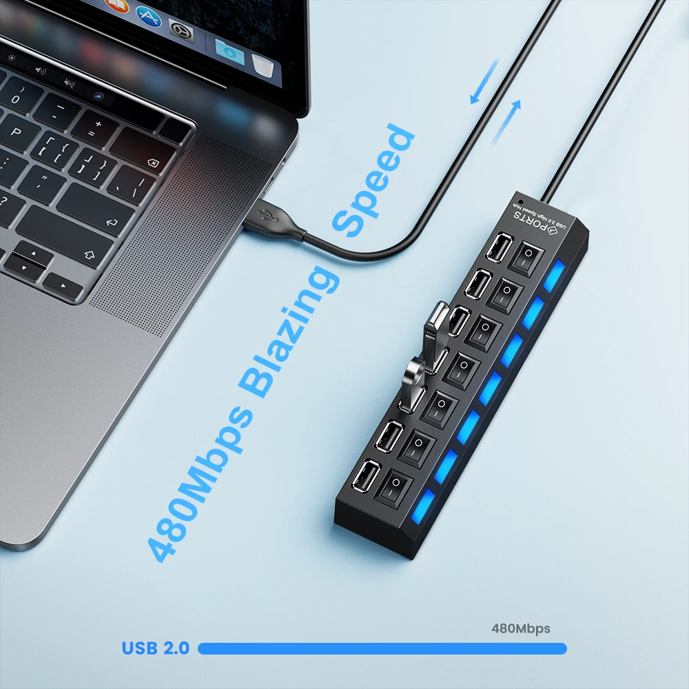 USB Hub USB 2.0 Hub Multi USB Splitter Expander 4/7 Port Extension With Switch Mini Multiple Hab USB-Hub Adapter For PC Home