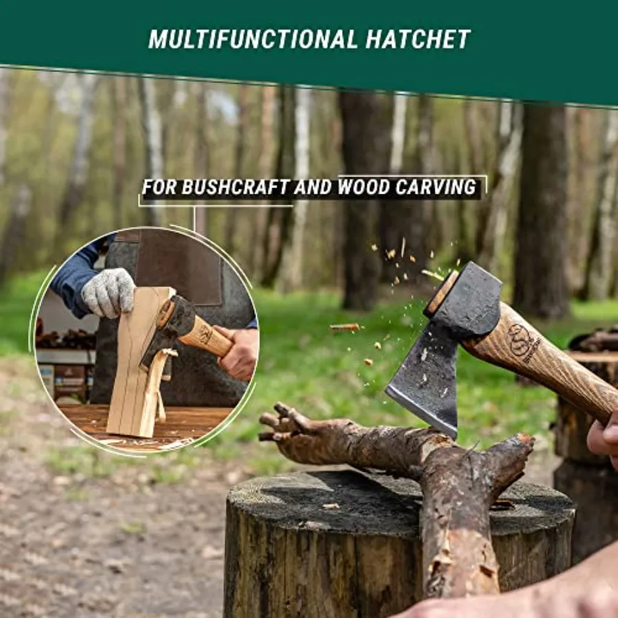 Wood Carving Axe Hatchet with Sheath AX1 - Forged Axes Bushcraft Hatchet for Camping - Small Forest Axe for Chopping, Splitting - view 4