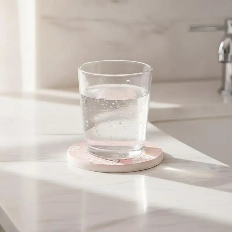 Diatomite Absorbent Coasters With Cute Cartoon Prints Fast Drying Non Asbestos For Home Kitchen Coffee Table Use