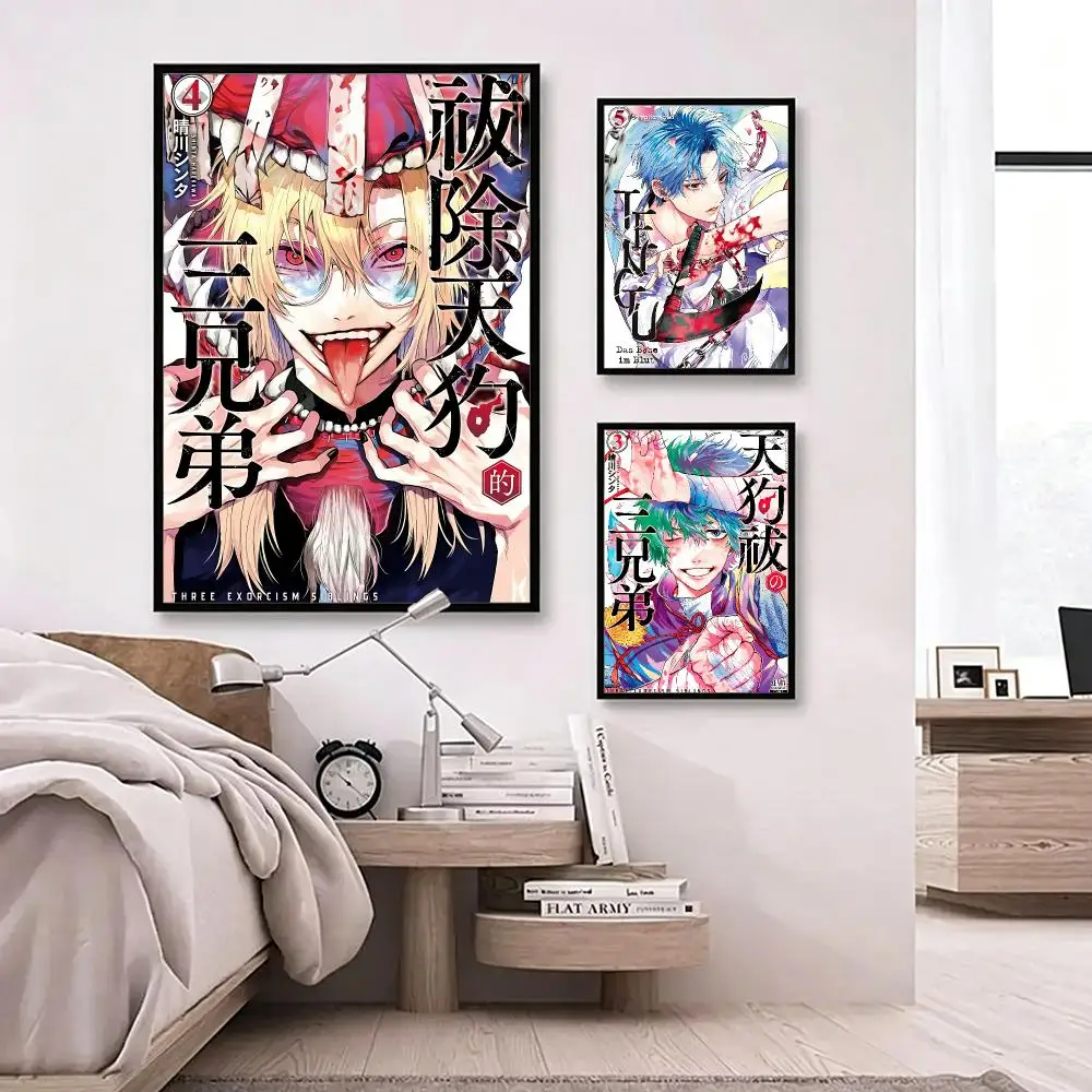 comic Three Exorcism Siblings Poster Poster HD Waterproof Self-adhesive Art Print Wall Decor for Bedroom Living Room Gift