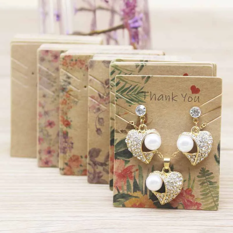 50pcs 5.1X6.3cm Flower Earring Cards for Display Necklace Card Jewelry Display Packaging Hanging Paper Card Hang Price Tag