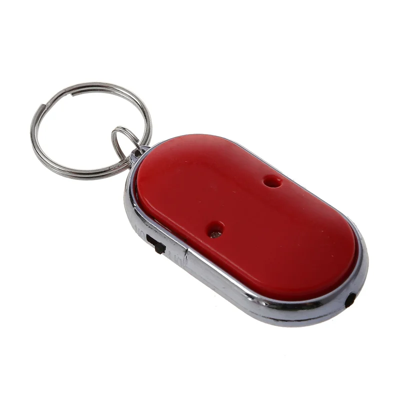 3CGRO-12Pcs Whistle Lost Key Finder Flashing Beeping Locator Remote Keychain LED Ring