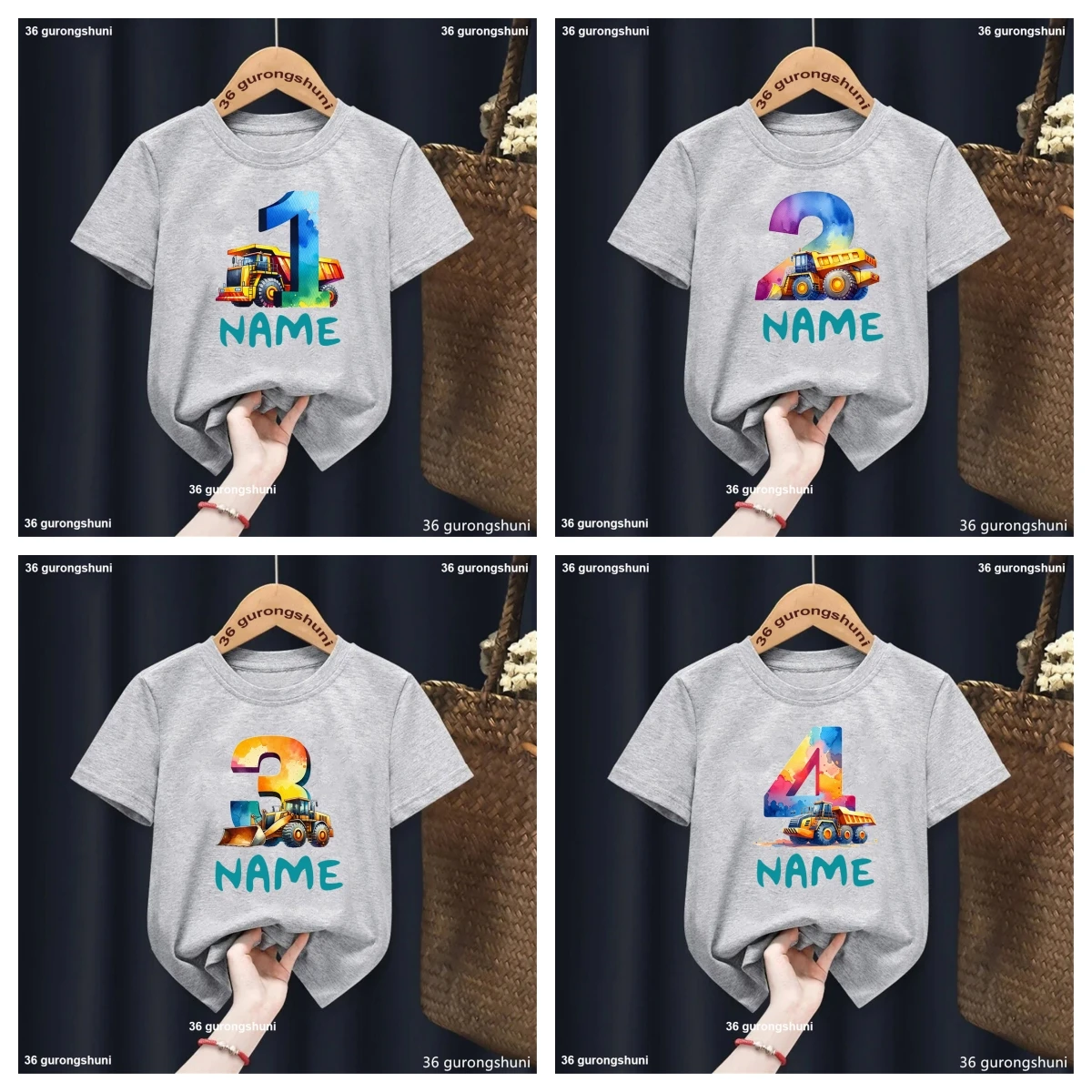 Kids Construction Truck T-Shirt Excavator Tops Children'S Fashion T-Shirt Boys And Girls Construction Truck Birthday Shirt Gift