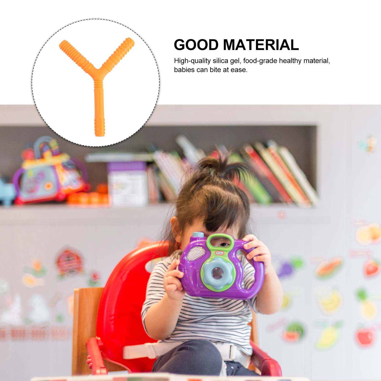 

Silicone Hollow Teether For Baby Infant Teething Relief Textured Surface Y Shape Chewing Bright Colors Easy Clean Brush Included