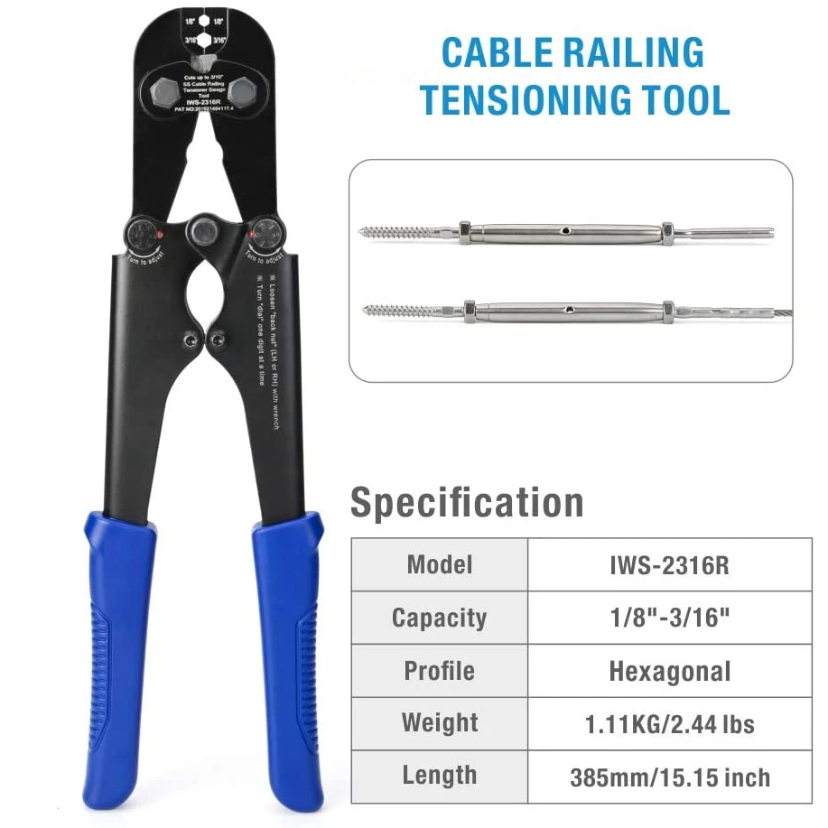 IWS-2316R traction tensioning tool Crimping plier stainless steel wire rope cutter Multifunctional cable railing fitting swager