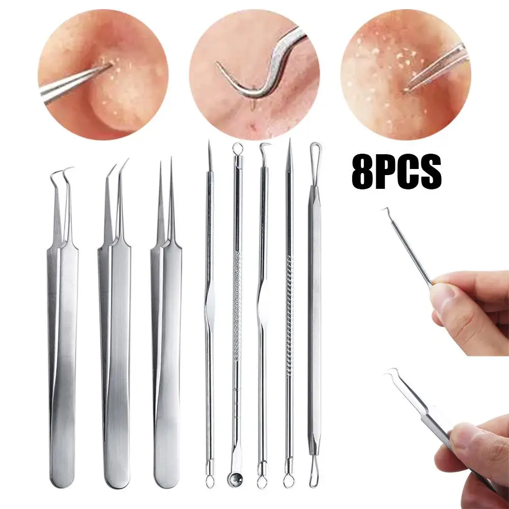 Stainless Steel Tweezer Facial Pore Cleaner Makeup Tool Pimple Removing Skin Care Tool Kit Face Care Tool Blackhead Removing