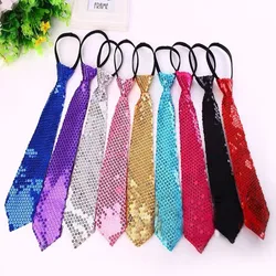 HUISHI Unisex Shinning Sequins fermuar sahte kravat erkek kadın sahne performansı parti madeni pul kravat moda kolay tembel kravat