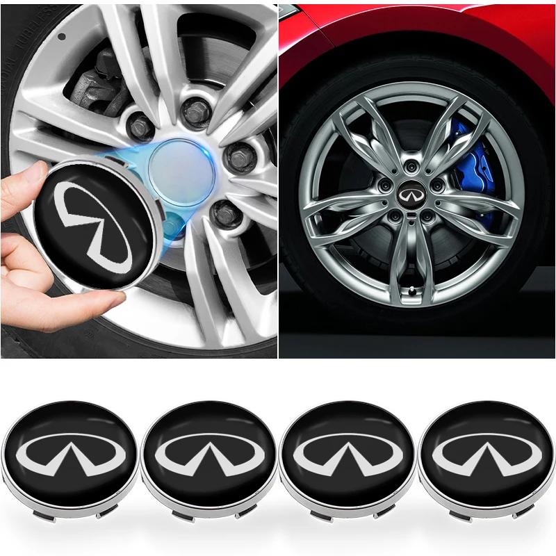 

4Pc 60mm Car Wheel Hub Center Cap Sticker Metal Emblem Sticker For Infiniti Q50 FX35 Q30 G37 Q70 QX70 G35 Q60 QX50 QX60 QX80