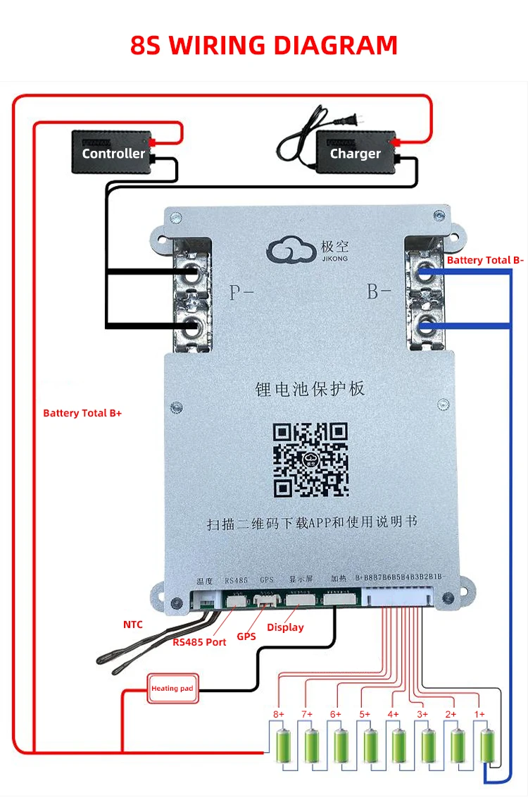 Imagem -06 - Bateria Esperta de Bluetooth do Equilíbrio Ativo Lifepo4 Li-íon Lto jk Bms B1a8s10p 4s 8s 100a 200a 5s 6s 7s 12v 24v 36v 48v 60v 72v Lifepo4