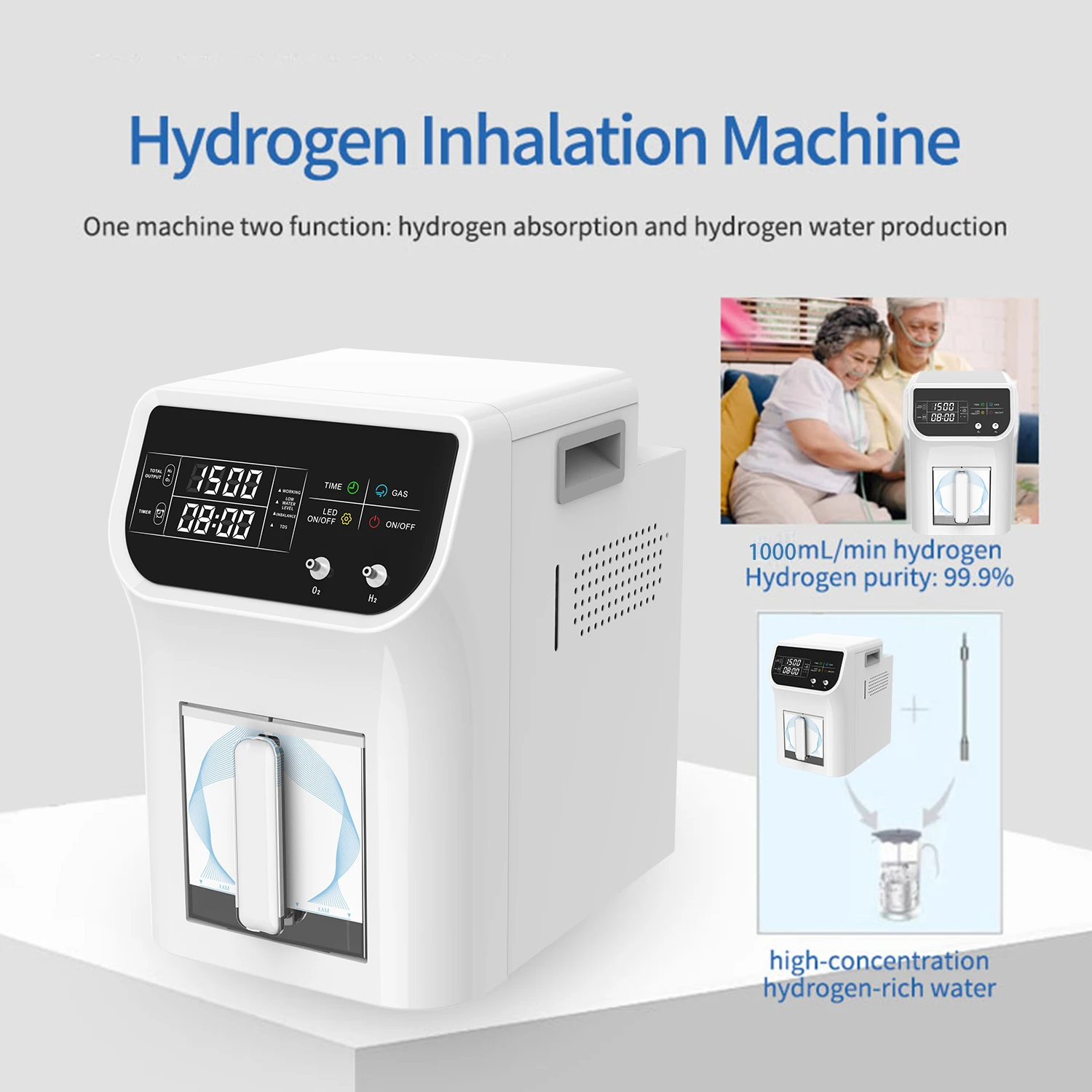 1500 مللي مزيج الهيدروجين مولد الأكسجين استنشاق المؤين 1000H2 + 500O2 الهيدروجين لتنقية المياه عالية النقاء H2 منخفضة الضوضاء SPE/PEM #5