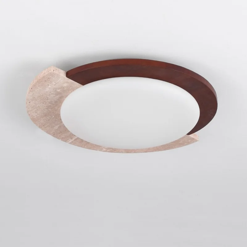 IWHD منتصف القرن سقف ليد حديث أضواء الديكور غرفة المعيشة غرفة نوم الخشب الأصفر الترافرتين مصباح السقف لامبا Sufitowa #6