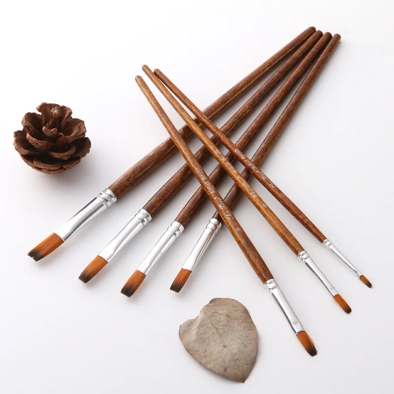 12 Pcs/Set Retro Wooden Nylon Hair Brush Pen DIY Watercolor Oil Acrylic Painting Brushes Art Drawing Tool Supplies