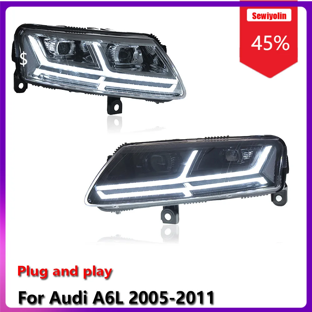 

Sewiyolin Car LED Headlight Automobile parts For Audi A6L 2005-2011 Fog DRL Brake Turn Signal Lamp Plug and Play