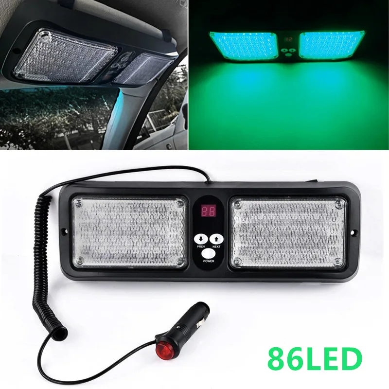 

86-светодиодная автомобильная стробоскопическая лампа для козырька, мигающая сигнальная лампа для лобового стекла, аварийная сигнальная лампа, 12В, автомобильные аксессуары