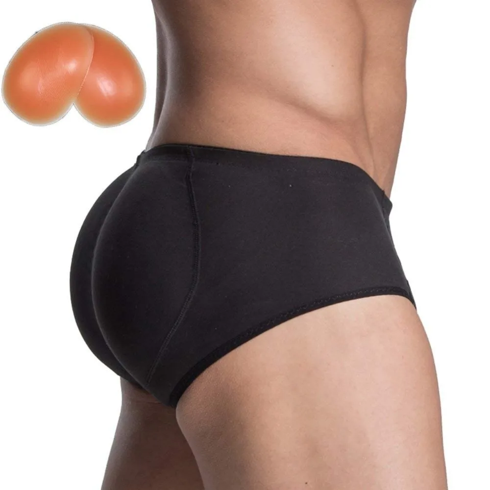 Aismz Men's Padded Butt Lifter Underwear Panties Strengthening Sexy Front + Back Hips Butt Lift Briefs Fake Ass Body Shaper