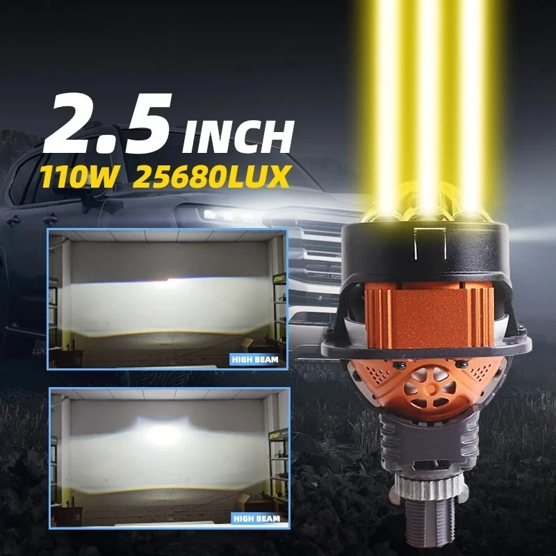 

SANVI New 2.5'' Bi LED Projector Lens for Car Angel Eyes Headlight Auto H4 H7 9005 9006 3Auxiliary Light 50W 25680Lux RHD LHD