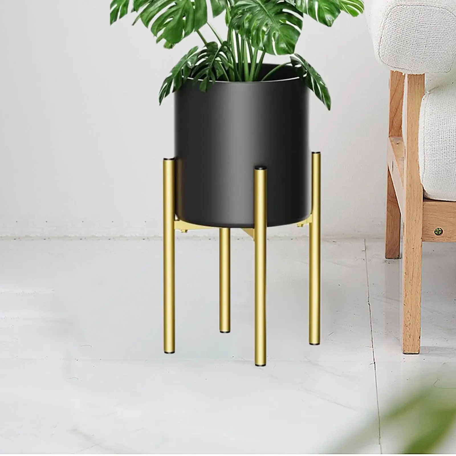 Soporte para plantas ajustable Soporte para artículos de metal Soporte para plantas estable y elegante de mediados de siglo para el hogar Se adapta